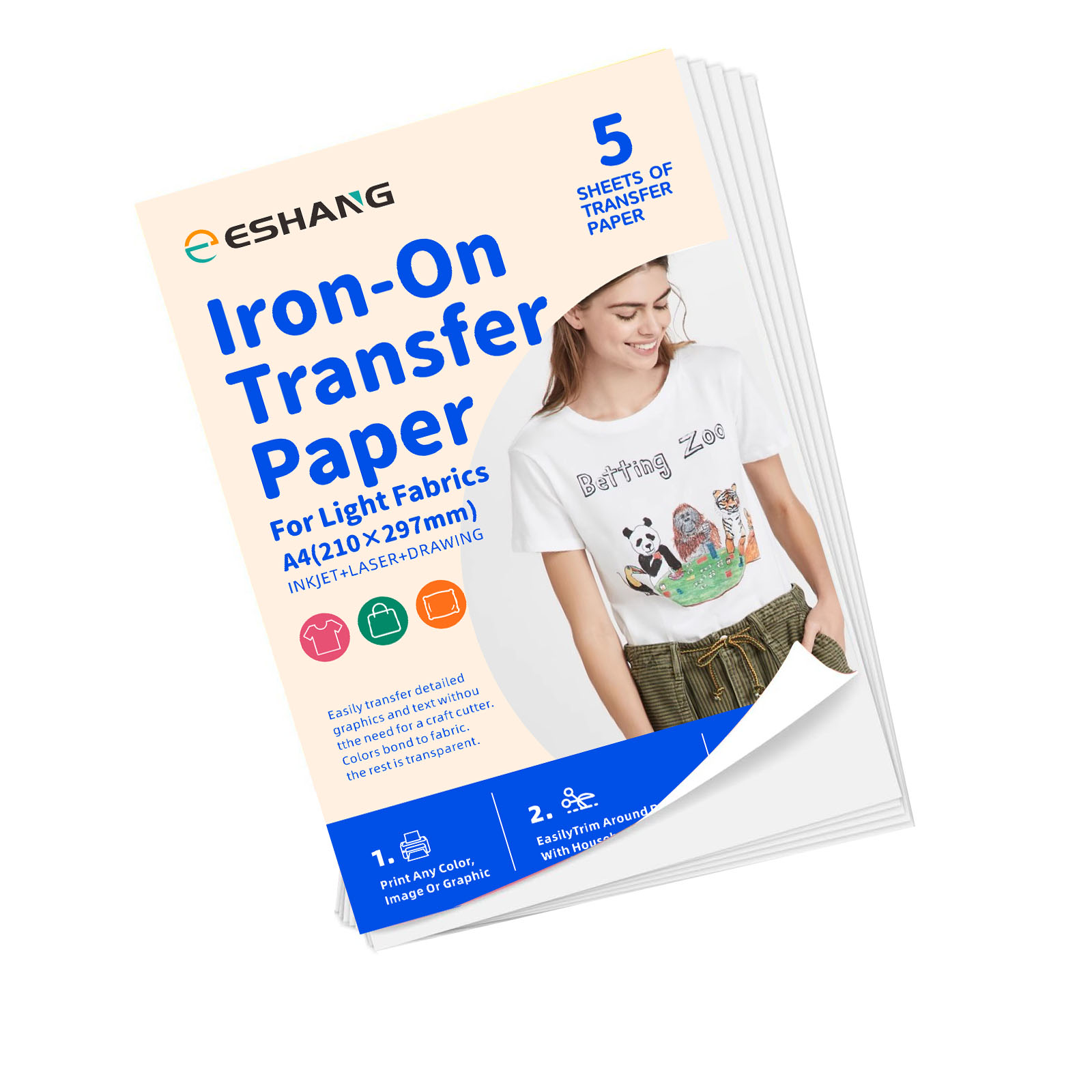 Printable Heat Transfer Vinyl - Tişörtler için 5 Yaprak A4 Isı