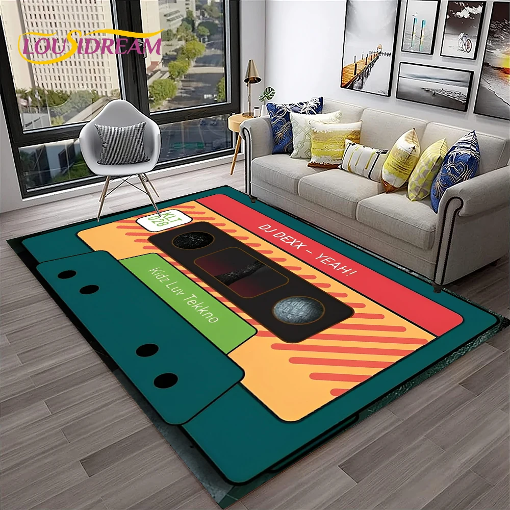 Commercial Printing For Sale - Retro Müzik Kaset Desen 3D Halı